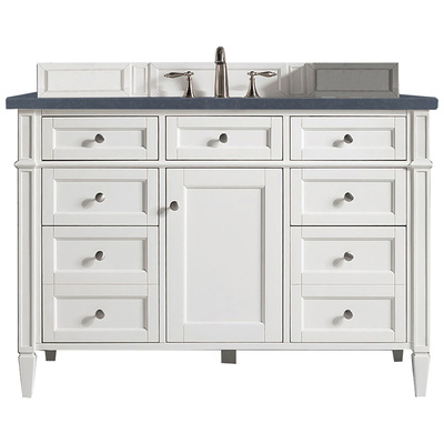 James Martin Bathroom Vanities, Single Sink Vanities, 40-50, Transitional, White, With Top and Sink, Bright White, Transitional, Charcoal Soapstone Quartz, Yellow Poplar, Plywood Panels, Vanity, 840108918094, 650-V48-BW-3CSP