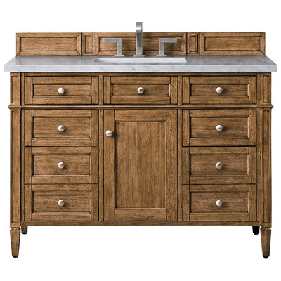 James Martin Bathroom Vanities, Single Sink Vanities, 40-50, Transitional, Light Brown, With Top and Sink, Saddle Brown, Transitional, Arctic Fall Solid Surface, Yellow Poplar, Plywood Panels, Vanity, 840108925108, 650-V48-SBR-3AF