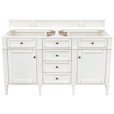 James Martin Bathroom Vanities, Double Sink Vanities, 50-70, Transitional, White, Optional Top, Bright White, Transitional, Yellow Poplar, Plywood Panels, Cabinet, 840108918124, 650-V60D-BW