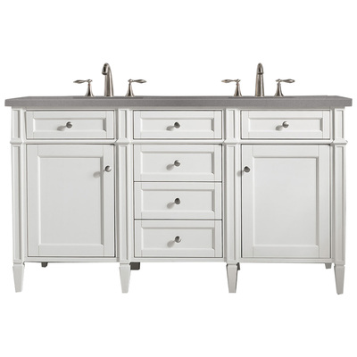Bathroom Vanities James Martin Brittany Yellow Poplar Plywood Panels Bright White Bright White 650-V60D-BW-3GEX 840108918186 Vanity Double Sink Vanities 50-70 Transitional White With Top and Sink 