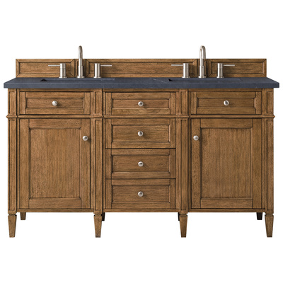James Martin Bathroom Vanities, Double Sink Vanities, 50-70, Transitional, Light Brown, With Top and Sink, Saddle Brown, Transitional, Charcoal Soapstone Quartz, Yellow Poplar, Plywood Panels, Vanity, 840108925290, 650-V60D-SBR-3CSP