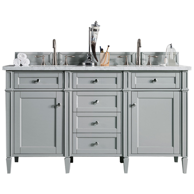 James Martin Bathroom Vanities, Double Sink Vanities, 50-70, Transitional, Gray, With Top and Sink, Urban Gray, Transitional, Arctic Fall Solid Surface, Yellow Poplar, Plywood Panels, Vanity, 846871044626, 650-V60D-UGR-3AF