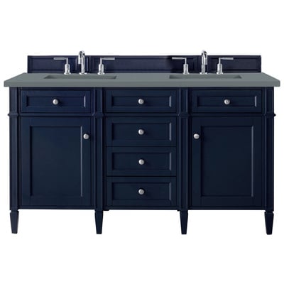 James Martin Bathroom Vanities, Double Sink Vanities, 50-70, Transitional, Blue, With Top and Sink, Victory Blue, Transitional, Cala Blue Quartz, Yellow Poplar, Plywood Panels, Vanity, 840108941009, 650-V60D-VBL-3CBL