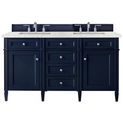 Bathroom Vanities James Martin Brittany Yellow Poplar Plywood Panels Victory Blue Victory Blue 650-V60D-VBL-3EJP 846871093631 Vanity Double Sink Vanities 50-70 Transitional Blue With Top and Sink 