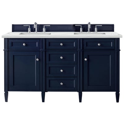 Bathroom Vanities James Martin Brittany Yellow Poplar Plywood Panels Victory Blue Victory Blue 650-V60D-VBL-3ENC 840108941016 Vanity Double Sink Vanities 50-70 Transitional Blue With Top and Sink 
