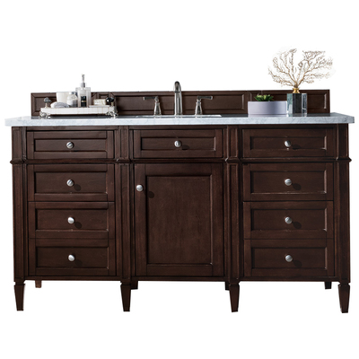 James Martin Bathroom Vanities, Single Sink Vanities, 50-70, Transitional, Dark Brown, With Top and Sink, Burnished Mahogany, Transitional, Arctic Fall Solid Surface, Yellow Poplar, Plywood Panels, Vanity, 846871044572, 650-V60S-BNM-3AF