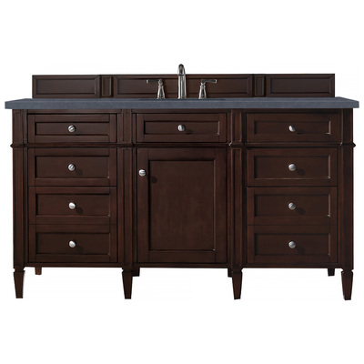 Bathroom Vanities James Martin Brittany Yellow Poplar Plywood Panels Burnished Mahogany Burnished Mahogany 650-V60S-BNM-3CSP 846871085278 Vanity Single Sink Vanities 50-70 Transitional Dark Brown With Top and Sink 