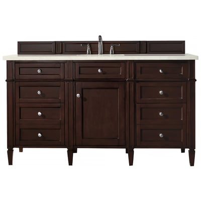 Bathroom Vanities James Martin Brittany Yellow Poplar Plywood Panels Burnished Mahogany Burnished Mahogany 650-V60S-BNM-3EMR 840108919565 Vanity Single Sink Vanities 50-70 Transitional Dark Brown With Top and Sink 