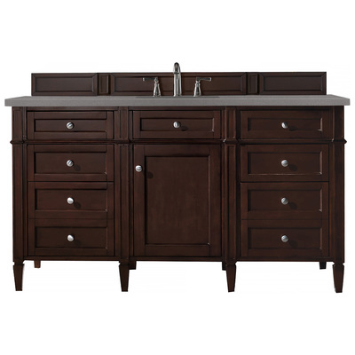 Bathroom Vanities James Martin Brittany Yellow Poplar Plywood Panels Burnished Mahogany Burnished Mahogany 650-V60S-BNM-3GEX 846871085308 Vanity Single Sink Vanities 50-70 Transitional Dark Brown With Top and Sink 