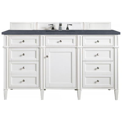 Bathroom Vanities James Martin Brittany Yellow Poplar Plywood Panels Bright White Bright White 650-V60S-BW-3CSP 840108918230 Vanity Single Sink Vanities 50-70 Transitional White With Top and Sink 