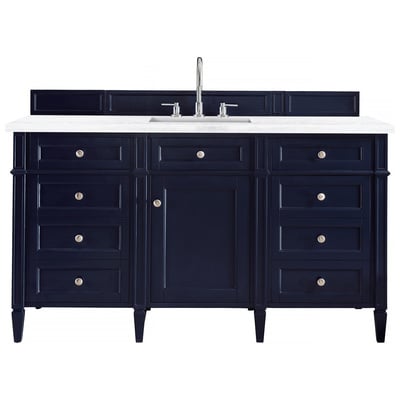 Bathroom Vanities James Martin Brittany Yellow Poplar Plywood Panels Victory Blue Victory Blue 650-V60S-VBL-3AF 846871093693 Vanity Single Sink Vanities 50-70 Transitional Blue With Top and Sink 