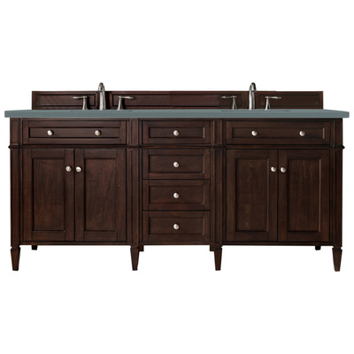 Bathroom Vanities James Martin Brittany Yellow Poplar Plywood Panels Burnished Mahogany Burnished Mahogany 650-V72-BNM-3CBL 840108941160 Vanity Double Sink Vanities 70-90 Transitional Dark Brown With Top and Sink 