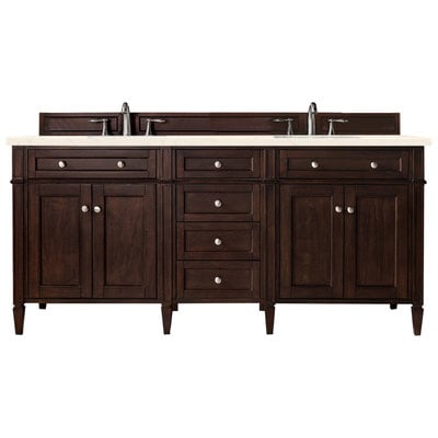 Bathroom Vanities James Martin Brittany Yellow Poplar Plywood Panels Burnished Mahogany Burnished Mahogany 650-V72-BNM-3EMR 840108919619 Vanity Double Sink Vanities 70-90 Transitional Dark Brown With Top and Sink 