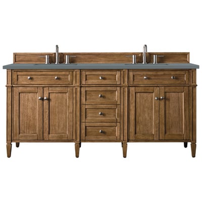 Bathroom Vanities James Martin Brittany Yellow Poplar Plywood Panels Saddle Brown Saddle Brown 650-V72-SBR-3CBL 840108941207 Vanity Double Sink Vanities 70-90 Transitional Light Brown With Top and Sink 