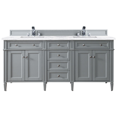 James Martin Bathroom Vanities, Double Sink Vanities, 70-90, Transitional, Gray, With Top and Sink, Urban Gray, Transitional, Arctic Fall Solid Surface, Yellow Poplar, Plywood Panels, Vanity, 846871044657, 650-V72-UGR-3AF