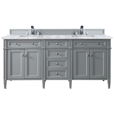 Bathroom Vanities James Martin Brittany Yellow Poplar Plywood Panels Urban Gray Urban Gray 650-V72-UGR-3CAR 846871055837 Vanity Double Sink Vanities 70-90 Transitional Gray With Top and Sink 