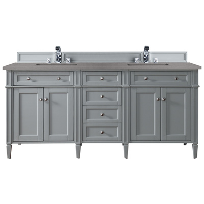 Bathroom Vanities James Martin Brittany Yellow Poplar Plywood Panels Urban Gray Urban Gray 650-V72-UGR-3GEX 846871085780 Vanity Double Sink Vanities 70-90 Transitional Gray With Top and Sink 