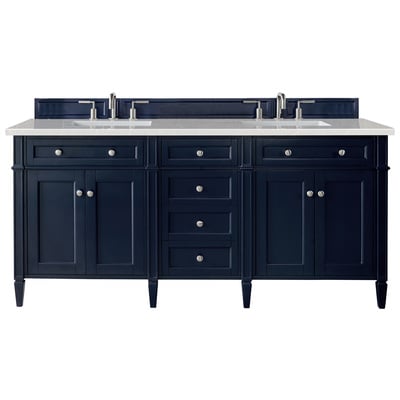 Bathroom Vanities James Martin Brittany Yellow Poplar Plywood Panels Victory Blue Victory Blue 650-V72-VBL-3ESR 840108919947 Vanity Double Sink Vanities 70-90 Transitional Blue With Top and Sink 