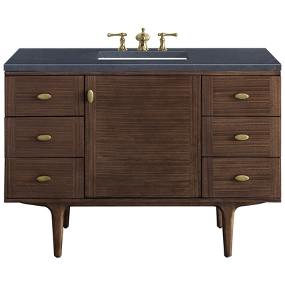 Bathroom Vanities James Martin Amberly Rubber Wood Solids and Plywood Mid-Century Walnut Mid-Century Walnut 670-V48-WLT-3CSP 840108951510 Vanity Single Sink Vanities 40-50 Modern Dark Brown Wall Mount Vanities With Top and Sink 