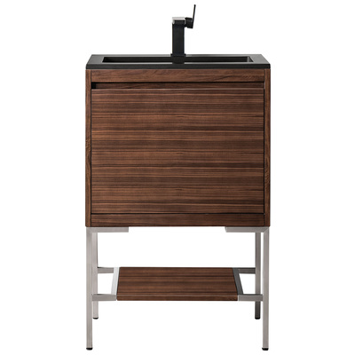 James Martin Bathroom Vanities, Single Sink Vanities, Under 30, Transitional, Dark Brown, With Top and Sink, Mid-Century Walnut, Transitional, Charcoal Black, Yellow Poplar Solids, Plywood Panels and MDF, Walnut Venners, Vanity, 840108925665, 801V23.