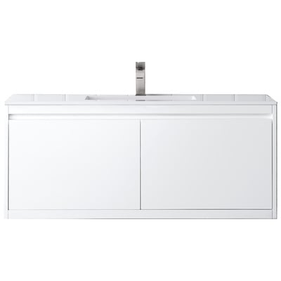 Bathroom Vanities James Martin Milan Yellow Poplar Solids Plywood Glossy White Glossy White 801V47.3GWGW 840108926259 Vanity Single Sink Vanities 40-50 Transitional White With Top and Sink 