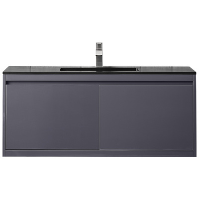 James Martin Bathroom Vanities, Single Sink Vanities, 40-50, Transitional, Gray, With Top and Sink, Modern Gray Glossy, Transitional, Charcoal Black, Yellow Poplar Solids, Plywood Panels and MDF, Vanity, 840108926327, 801V47.3MGGCHB