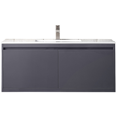 James Martin Bathroom Vanities, Single Sink Vanities, 40-50, Transitional, Gray, With Top and Sink, Modern Gray Glossy, Transitional, Glossy White, Yellow Poplar Solids, Plywood Panels and MDF, Vanity, 840108926334, 801V47.3MGGGW