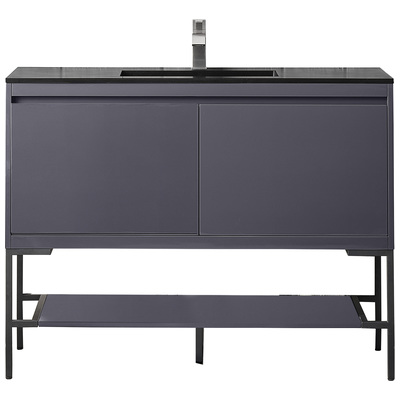 James Martin Bathroom Vanities, Single Sink Vanities, 40-50, Transitional, Gray, With Top and Sink, Modern Gray Glossy, Transitional, Charcoal Black, Yellow Poplar Solids, Plywood Panels and MDF, Vanity, 840108926365, 801V47.3MGGMBKCHB