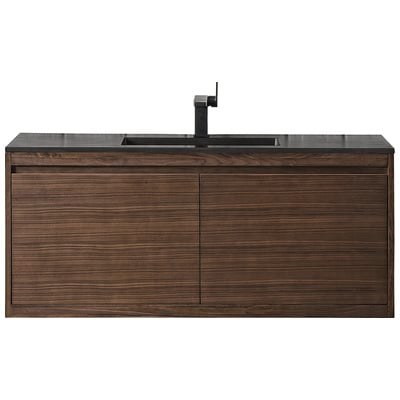 James Martin Bathroom Vanities, Single Sink Vanities, 40-50, Transitional, Dark Brown, With Top and Sink, Mid-Century Walnut, Transitional, Charcoal Black, Yellow Poplar Solids, Plywood Panels and MDF, Walnut Venners, Vanity, 840108926402, 801V47.3WL