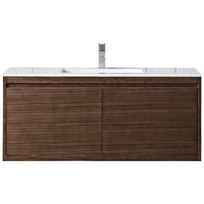James Martin Bathroom Vanities, Single Sink Vanities, 40-50, Transitional, Dark Brown, With Top and Sink, Mid-Century Walnut, Transitional, Glossy White, Yellow Poplar Solids, Plywood Panels and MDF, Walnut Venners, Vanity, 840108926419, 801V47.3WL