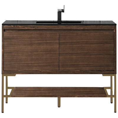 James Martin Bathroom Vanities, Single Sink Vanities, 40-50, Transitional, Dark Brown, With Top and Sink, Mid-Century Walnut, Transitional, Charcoal Black, Yellow Poplar Solids, Plywood Panels and MDF, Walnut Venners, Vanity, 840108932007, 801V47.3