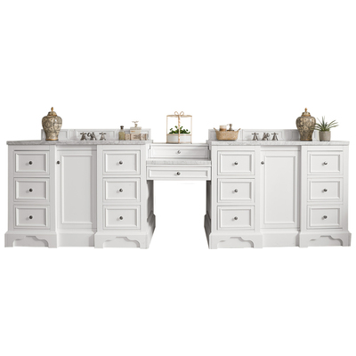 Bathroom Vanities James Martin De Soto Yellow Poplar Plywood Panels Bright White Bright White 825-V118-BW-DU-CAR 846871065935 Vanity Double Sink Vanities Over 90 Modern White With Top and Sink 