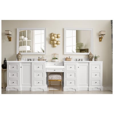 Bathroom Vanities James Martin De Soto Yellow Poplar Plywood Panels Bright White Bright White 825-V118-BW-DU-WZ 840108953941 Vanity Double Sink Vanities Over 90 Modern White With Top and Sink 