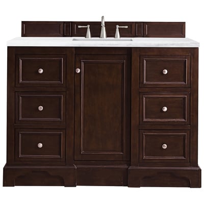James Martin Bathroom Vanities, Single Sink Vanities, 40-50, Modern, Dark Brown, With Top and Sink, Burnished Mahogany, Modern, Arctic Fall Solid Surface, Yellow Poplar, Plywood Panels and MDF, Vanity, 846871062828, 825-V48-BNM-3AF
