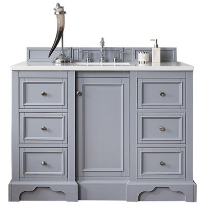 James Martin Bathroom Vanities, Single Sink Vanities, 40-50, Modern, Gray, With Top and Sink, Silver Gray, Modern, Carrara Marble, Yellow Poplar, Plywood Panels and MDF, Vanity, 846871062996, 825-V48-SL-3CAR