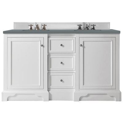 James Martin Bathroom Vanities, Double Sink Vanities, 50-70, Modern, White, With Top and Sink, Bright White, Modern, Cala Blue Quartz, Yellow Poplar, Plywood Panels and MDF, Vanity, 840108941443, 825-V60D-BW-3CBL