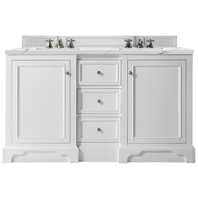 Bathroom Vanities James Martin De Soto Yellow Poplar Plywood Panels Bright White Bright White 825-V60D-BW-3ENC 840108941450 Vanity Double Sink Vanities 50-70 Modern White With Top and Sink 