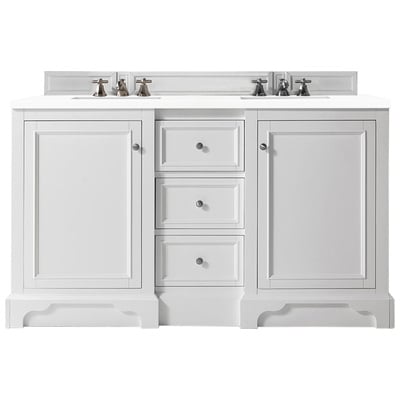 Bathroom Vanities James Martin De Soto Yellow Poplar Plywood Panels Bright White Bright White 825-V60D-BW-3WZ 840108954054 Vanity Double Sink Vanities 50-70 Modern White With Top and Sink 