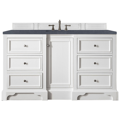 James Martin Bathroom Vanities, Single Sink Vanities, 50-70, Modern, White, With Top and Sink, Bright White, Modern, Charcoal Soapstone Quartz, Yellow Poplar, Plywood Panels and MDF, Vanity, 846871086879, 825-V60S-BW-3CSP