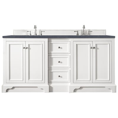 James Martin Bathroom Vanities, Double Sink Vanities, 70-90, Modern, White, With Top and Sink, Bright White, Modern, Charcoal Soapstone Quartz, Yellow Poplar, Plywood Panels and MDF, Vanity, 846871087111, 825-V72-BW-3CSP