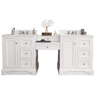 Bathroom Vanities James Martin De Soto Yellow Poplar Plywood Panels Bright White Bright White 825-V82-BW-DU-AF 846871065744 Vanity Double Sink Vanities 70-90 Modern White With Top and Sink 