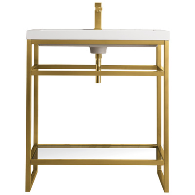 Bathroom Vanities James Martin Boston Stainless Steel Radiant Gold Radiant Gold C105V31.5RGDWG 840108930416 Console Single Sink Vanities 30-40 Modern With Top and Sink 