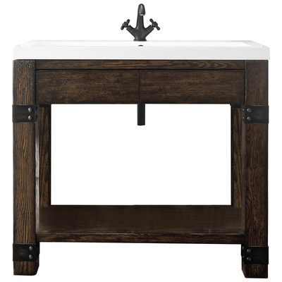 James Martin Bathroom Vanities, Single Sink Vanities, 30-40, Transitional, Dark Brown, With Top and Sink, Rustic Ash, Transitional, White Glossy, Ash Solids, Plywood Panels, Ash Veneers, Console, 840108930812, C205V39.5RSAWG