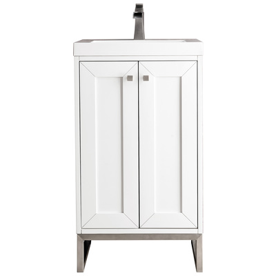 Bathroom Vanities James Martin Chianti Yellow Poplar Solids Plywood Glossy White Glossy White E303V20GWBNKWG 840108931284 Vanity Single Sink Vanities Under 30 Transitional White With Top and Sink 