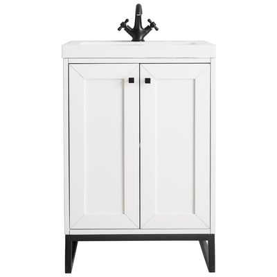 Bathroom Vanities James Martin Chianti Yellow Poplar Solids Plywood Glossy White Glossy White E303V24GWMBKWG 840108931413 Vanity Single Sink Vanities Under 30 Transitional White With Top and Sink 