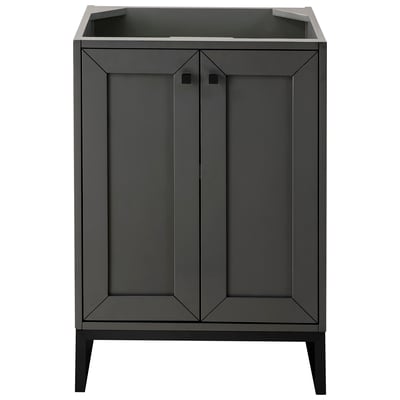 James Martin Bathroom Vanities, Single Sink Vanities, Under 30, Transitional, Gray, Mineral Gray, Transitional, Yellow Poplar Solids, Plywood Panels and MDF, Vanity, 840108912344, E303-V24-MG-MBK