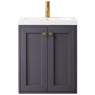Bathroom Vanities James Martin Chianti Yellow Poplar Solids Plywood Mineral Gray Mineral Gray E303V24MGWG 840108931475 Vanity Single Sink Vanities Under 30 Transitional Gray Wall Mount Vanities With Top and Sink 