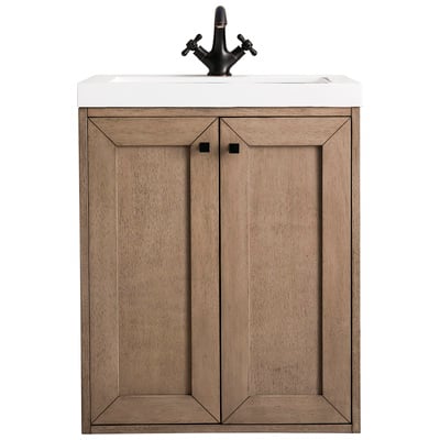 James Martin Bathroom Vanities, Single Sink Vanities, Under 30, Transitional, Light Brown, Wall Mount Vanities, With Top and Sink, Whitewashed Walnut, Transitional, White Glossy, Parawood Solids, Plywood Panels and MDF, Walnut Veneers, Vanity, 8401