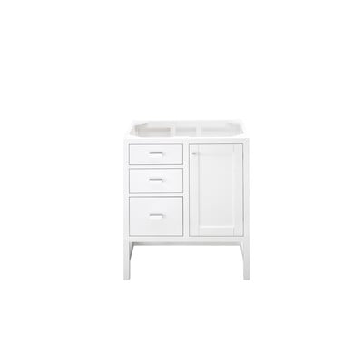Bathroom Vanities James Martin Addison Yellow Poplar Solids Plywood Glossy White Glossy White E444-V30-GW 840108913419 Cabinet Single Sink Vanities Under 30 Traditional White Optional Top 