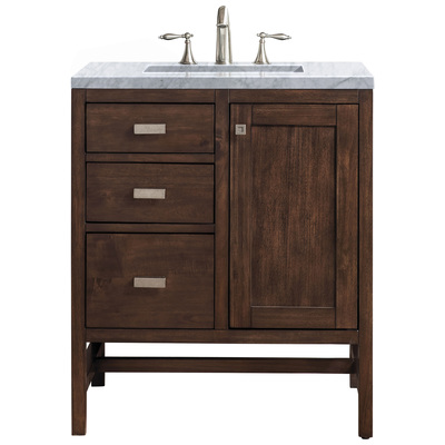 Bathroom Vanities James Martin Addison Parawood Yellow Poplar Solids Mid-Century Acacia Mid-Century Acacia E444-V30-MCA-3CAR 840108901317 Vanity Single Sink Vanities Under 30 Traditional Dark Brown With Top and Sink 